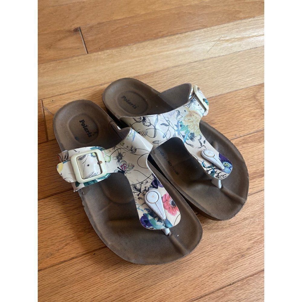 Polaris women's floral thong buckle sandal size 36